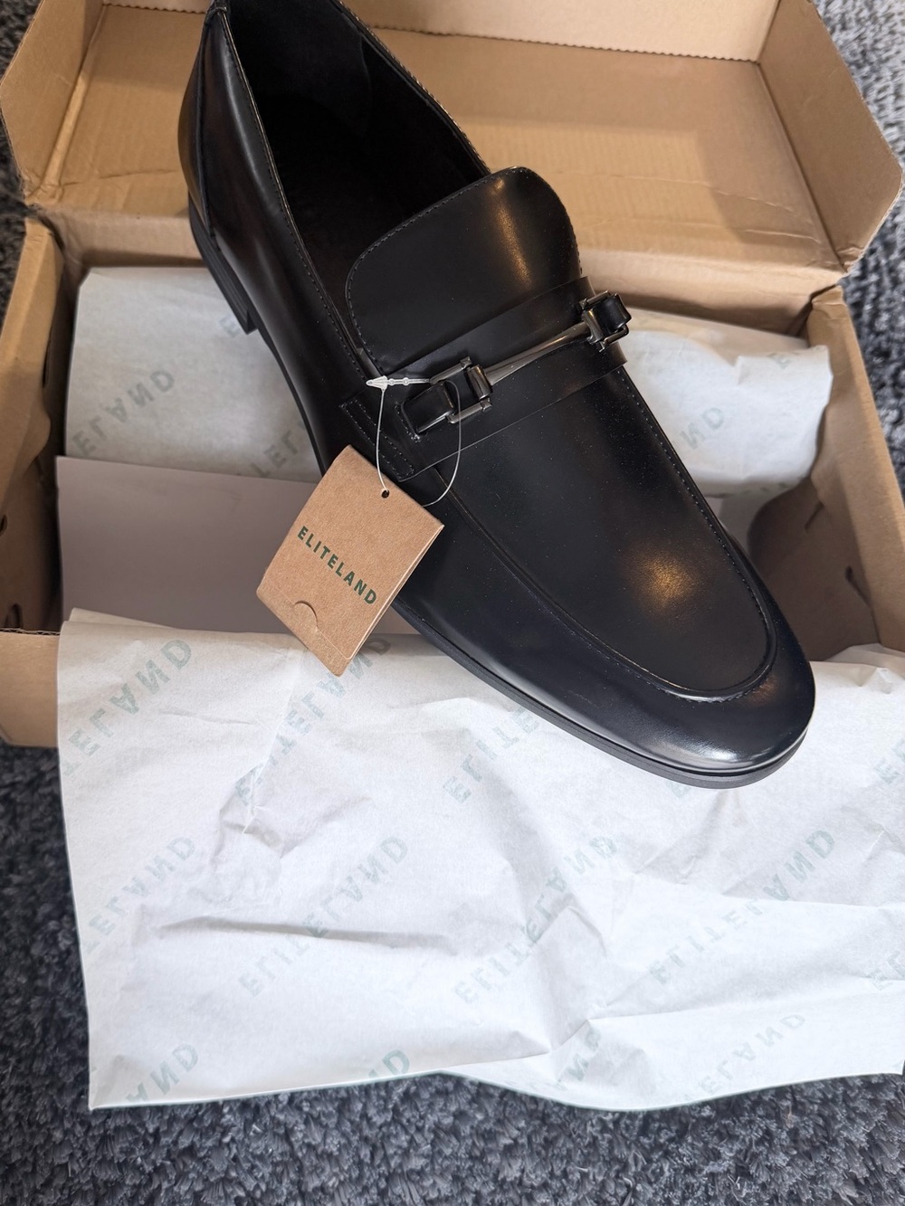 Men's Black Leather Slip-On Bit Loafers🔥brand new🔥